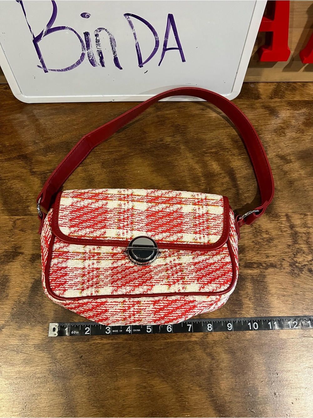 Red and Cream Woven Shoulder Bag - Stylish Women's Crossbody